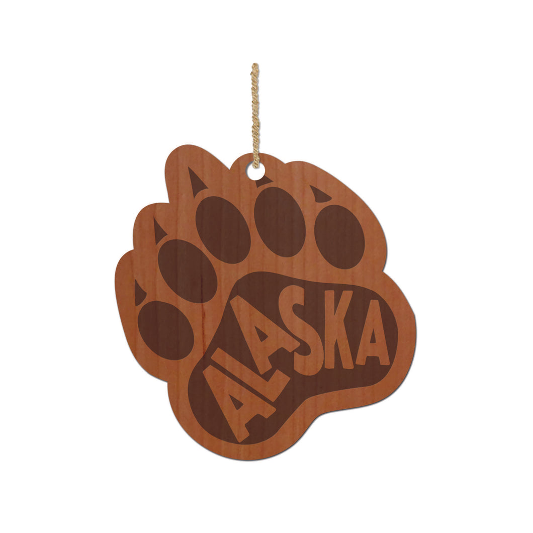 Alaska Bear Paw Wood Ornament