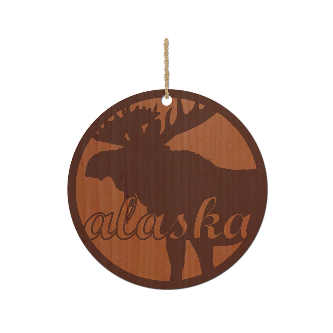 Moose Silhouette Wood Ornament