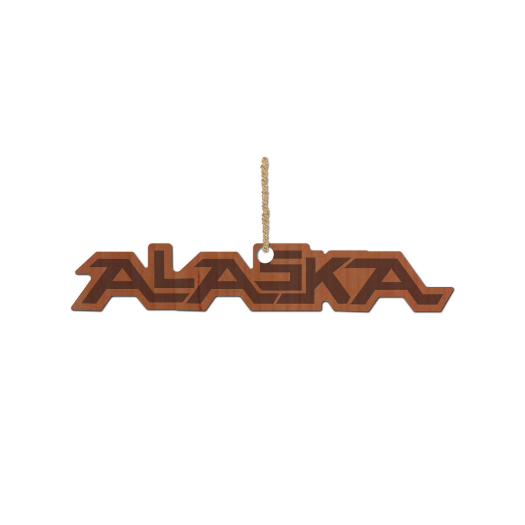 Alaska Text Wood Ornament
