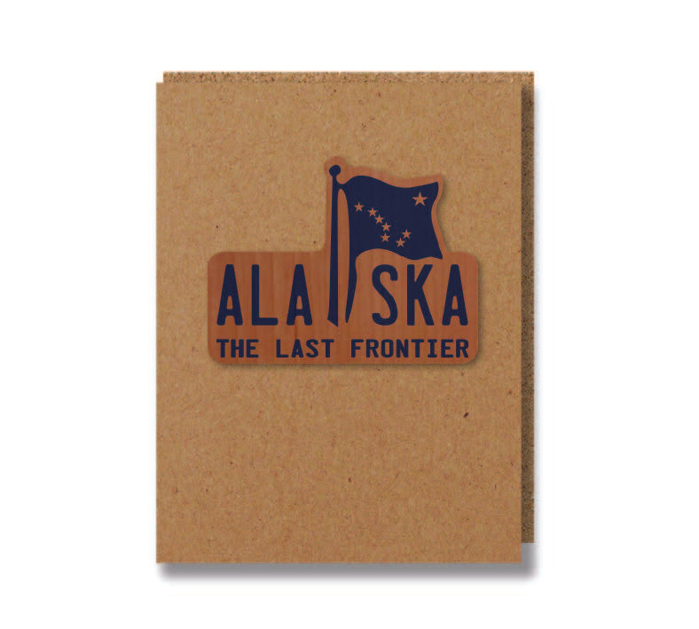 Alaska Flag License Plate Wood Greeting Card