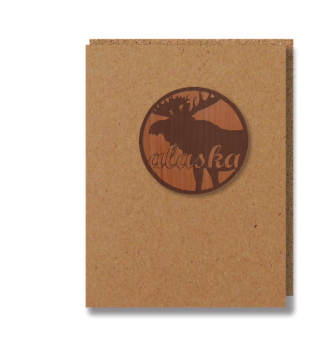 Moose Silhouette Wood Greeting Card
