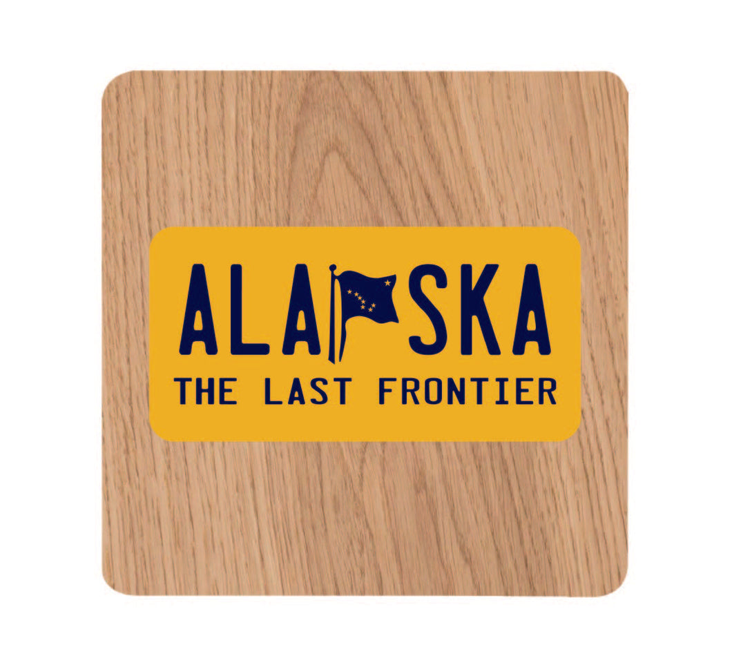 Alaska Flag License Plate Wood Coaster