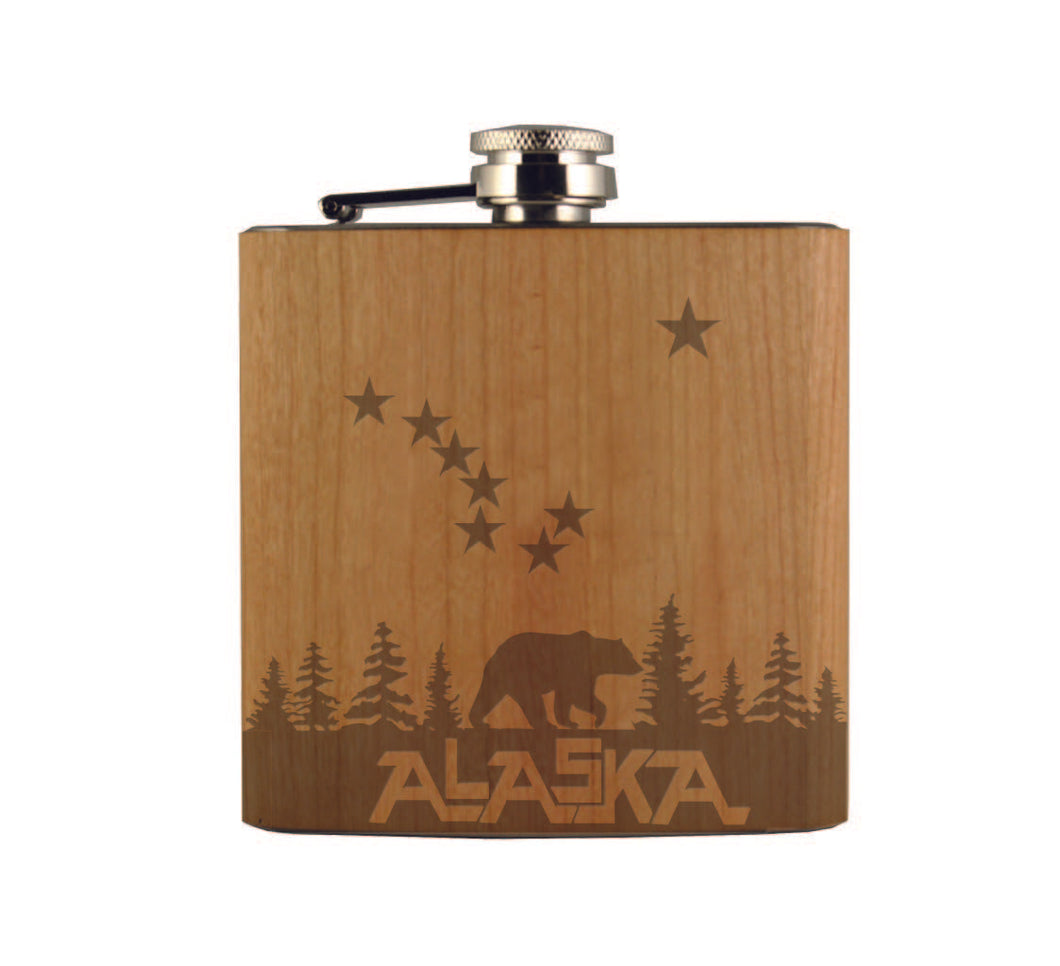 Bear Constellation Wood Flask