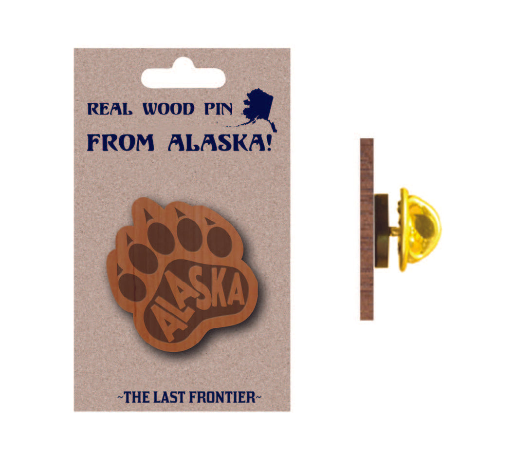 Alaska Bear Paw Wood Pin