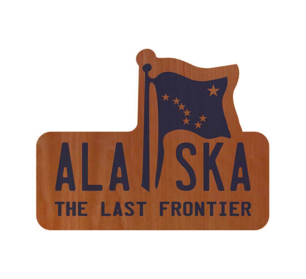 Alaska Flag License Plate Wood Magnet