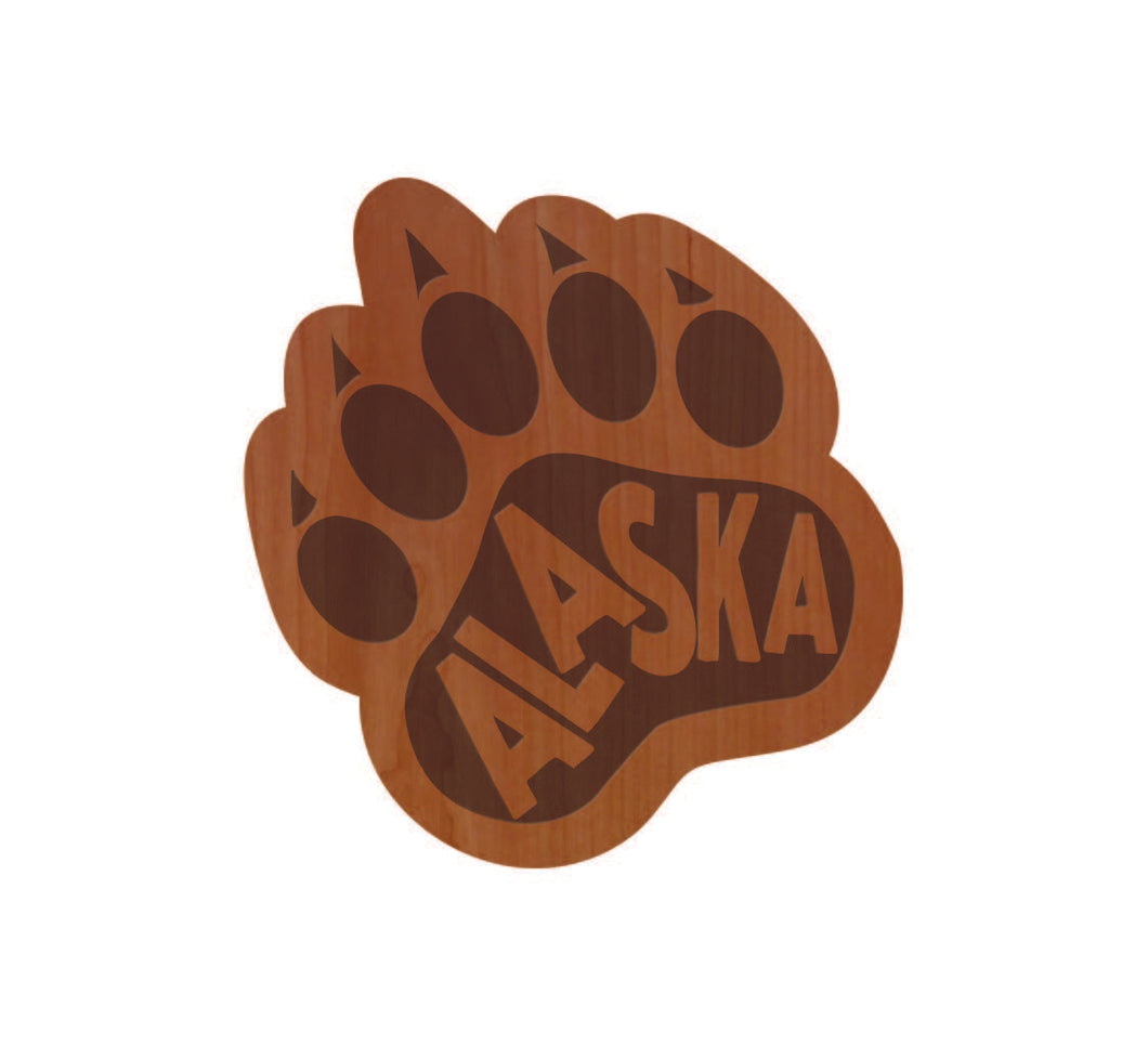 Alaska Bear Paw Wood Magnet
