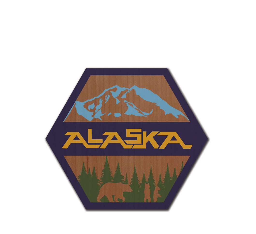 Alaska Badge Wood Magnet