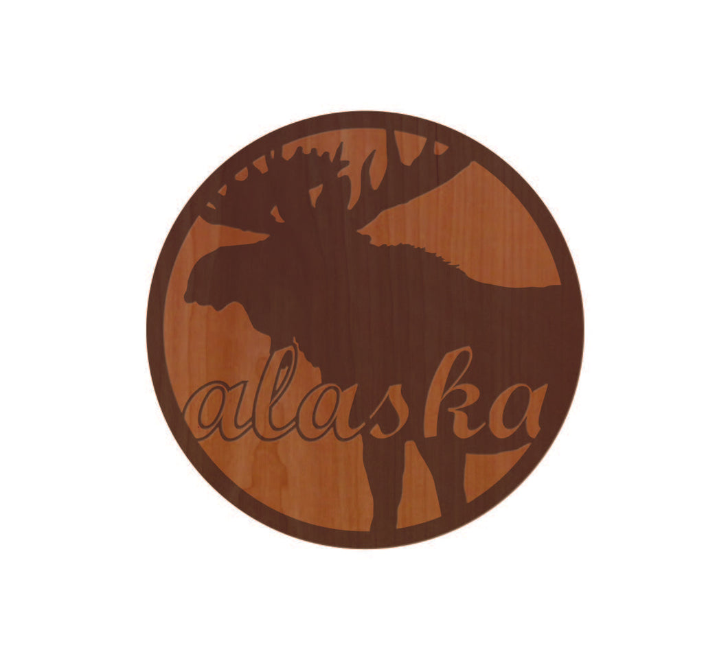 Moose Silhouette Wood Magnet