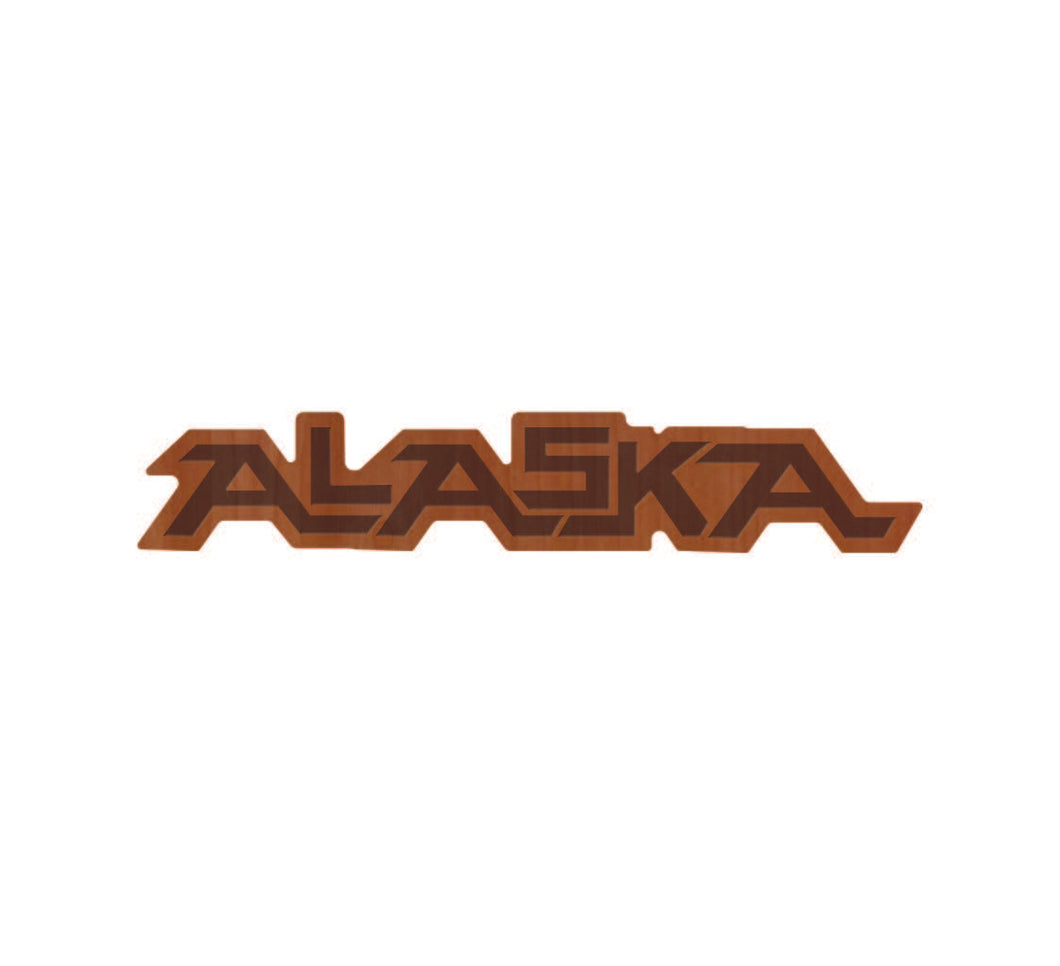 Alaska Text Wood Magnet