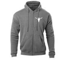 Load image into Gallery viewer, Glacier Cattle Skull Zip-Up Hoodie
