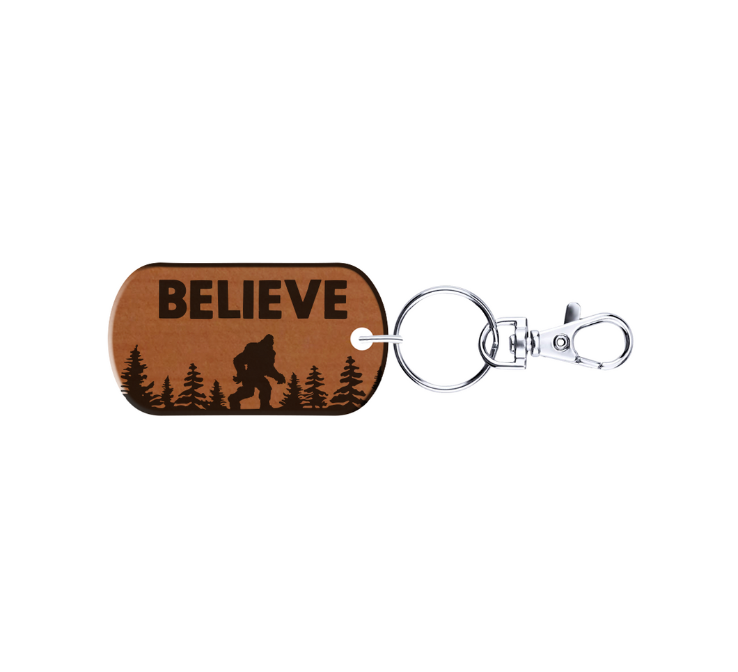 Believe in Bigfoot Keychain