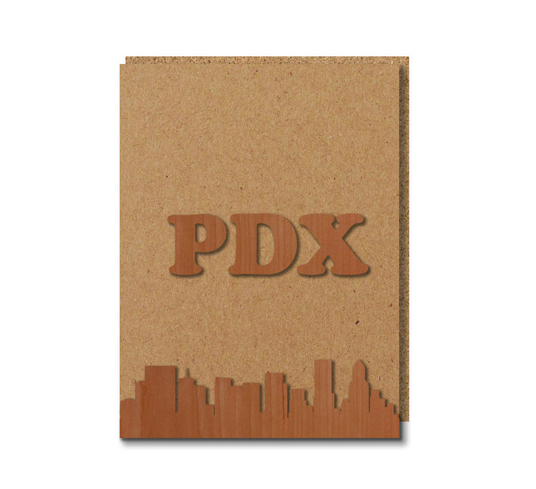 PDX Skyline Wood Greeting Card