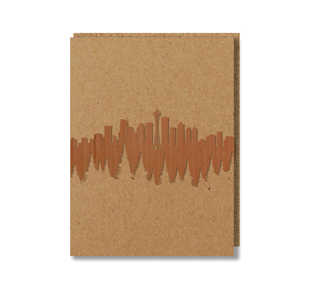 Seattle Skyline Wood Greeting Card