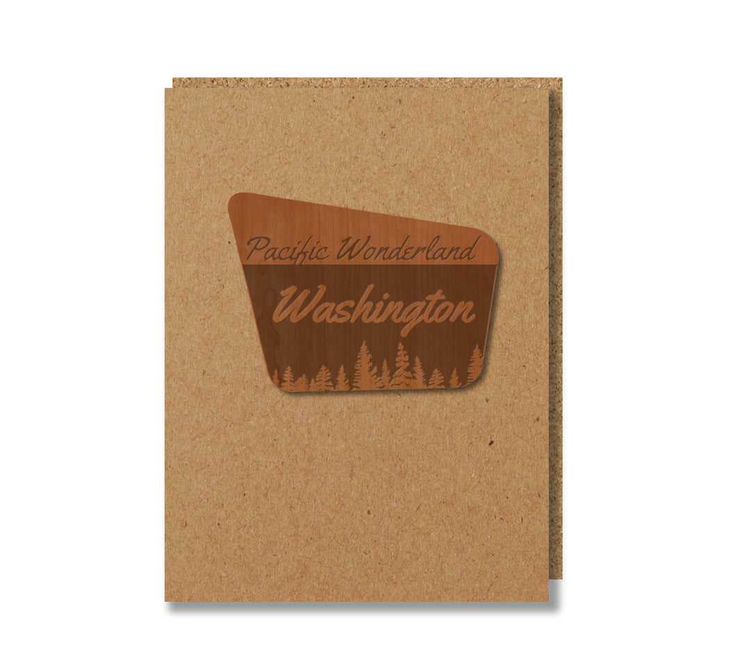 Pacific Wonderland WA Sign Wood Greeting Card