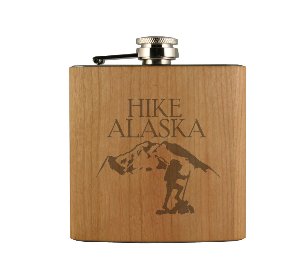 Hike Alaska Wood Flask