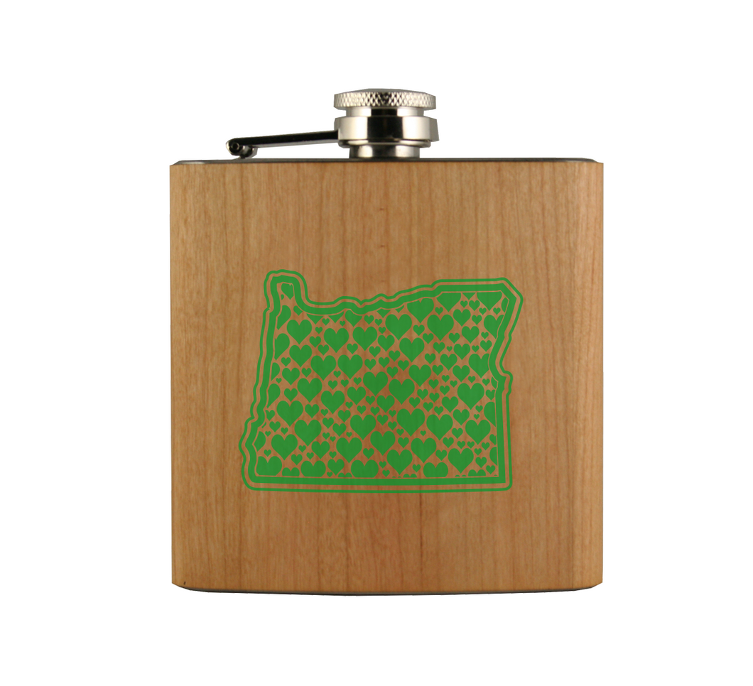OR Hearts Wood Flask