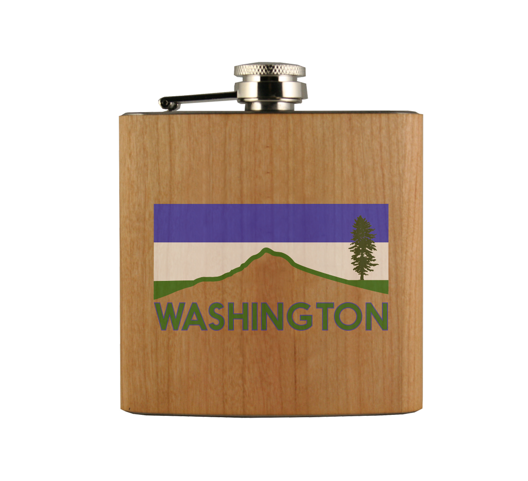 WA Cascadia Wood Flask
