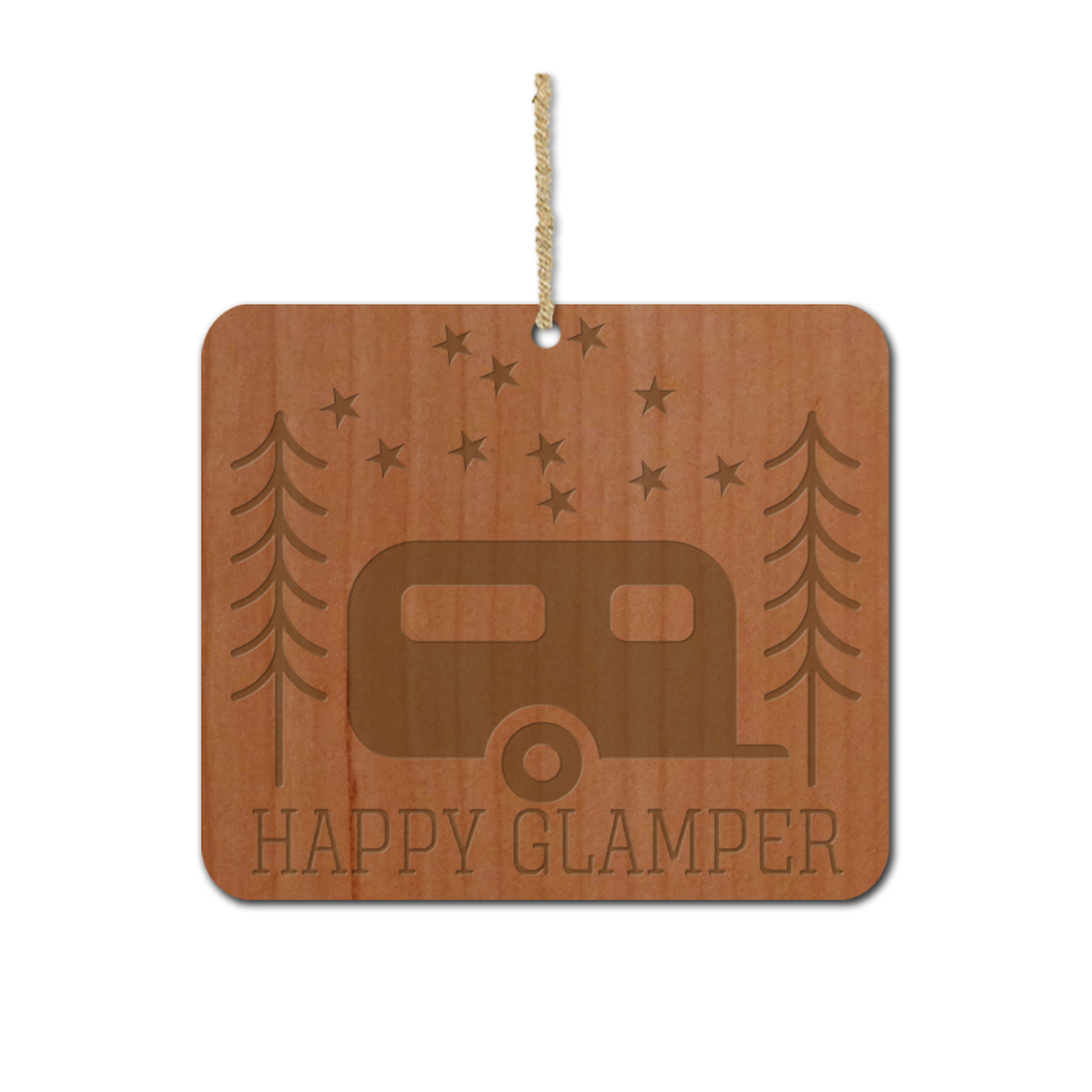 Happy Glamper Wood Ornament