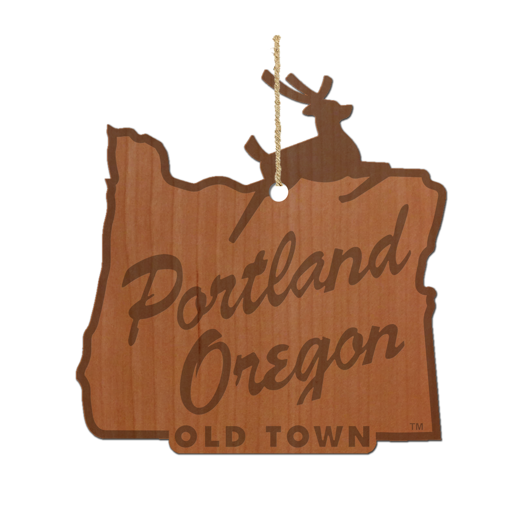 Portland Stag Sign Wood Ornament