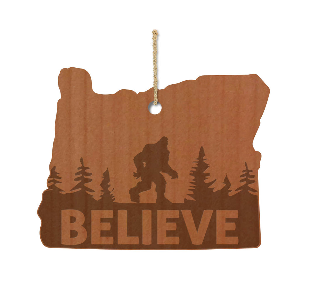 Believe In Bigfoot Wood Ornament
