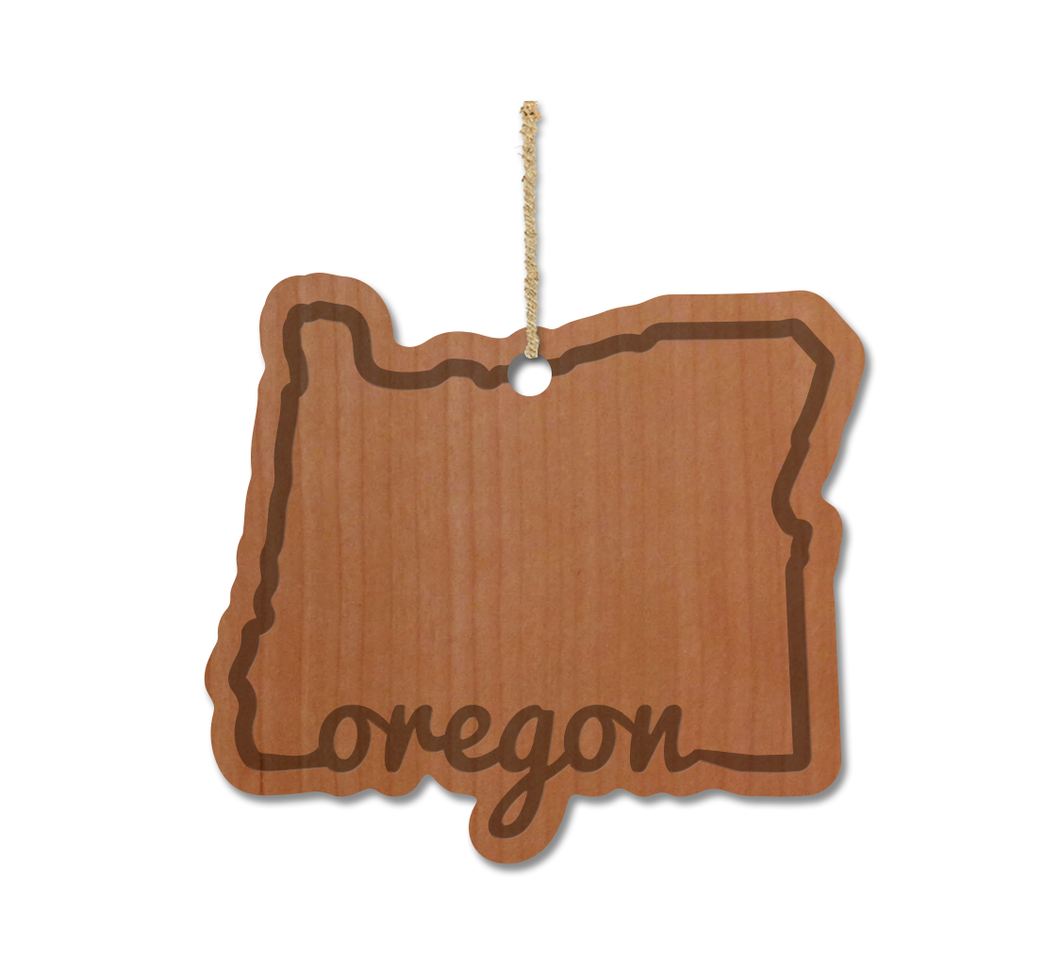 OR Script Oregon Wood Ornament