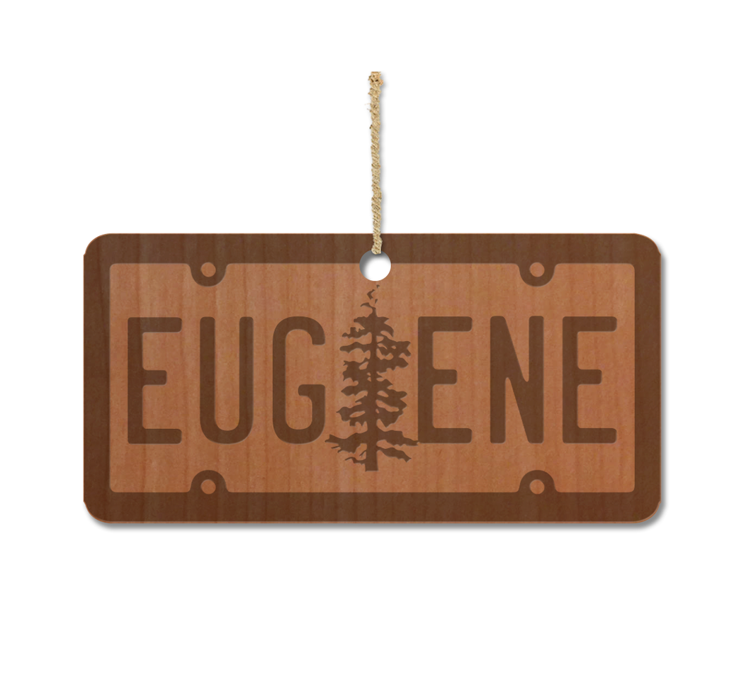 Eugene State License Plate Wood Ornament