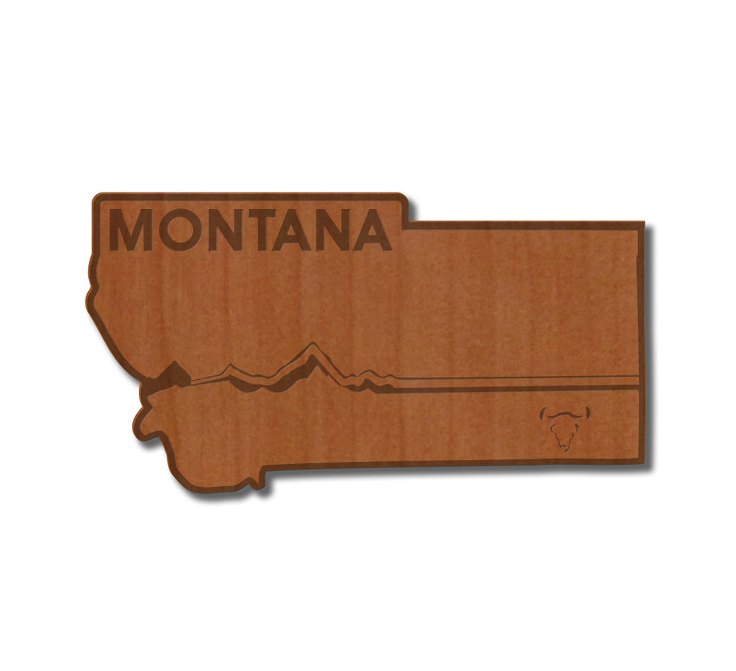 Montana State Plate Wood Magnet