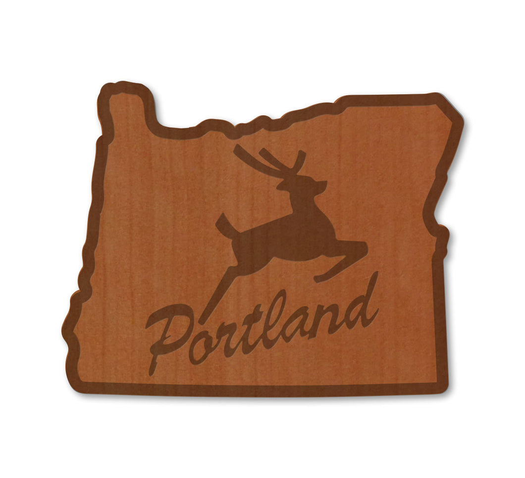 Portland Stag In OR Wood Magnet