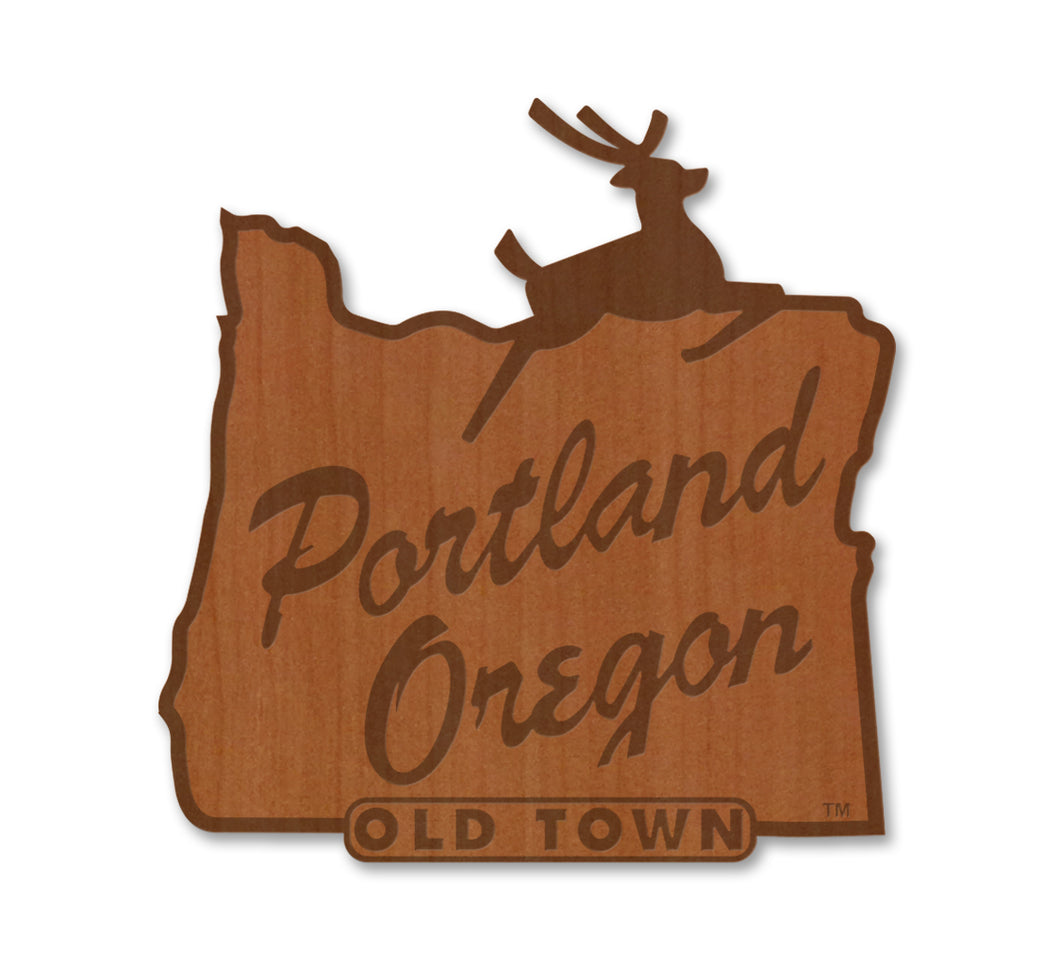 Portland Stag Sign Wood Sticker