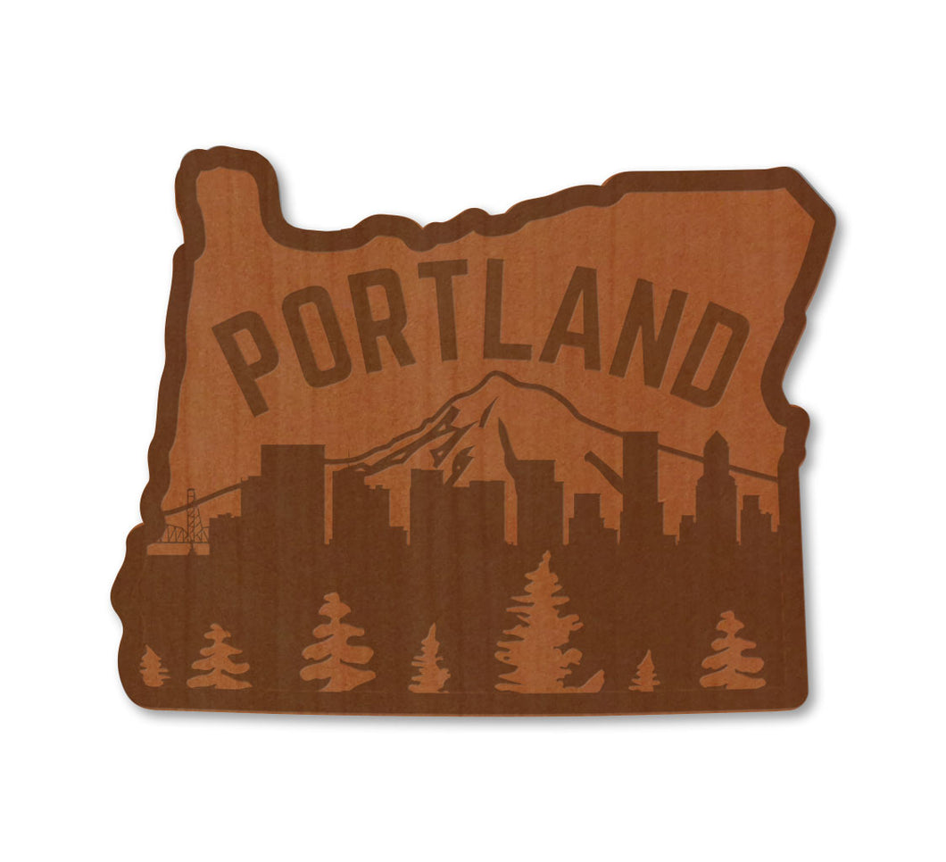 Portland Skyline Wood Magnet