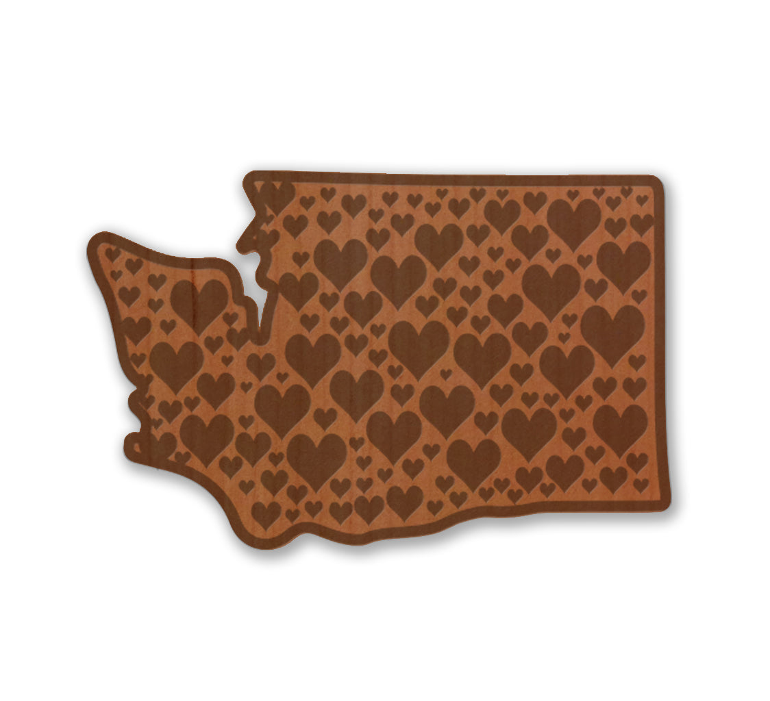 WA Hearts Wood Sticker – Cascade Provisions