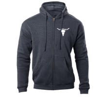 Load image into Gallery viewer, Yellowstone Cattle Skull Zip-Up Hoodie
